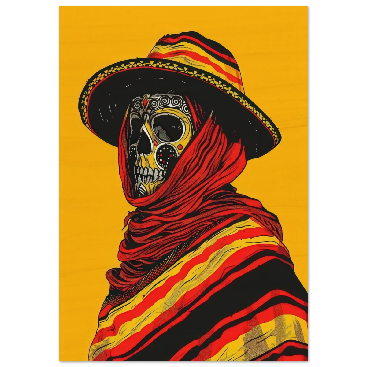 Soul of the Desert – Día de los Muertos Pop Art | wall art print - Wood Prints - 70x100 cm / 28x40″ - 