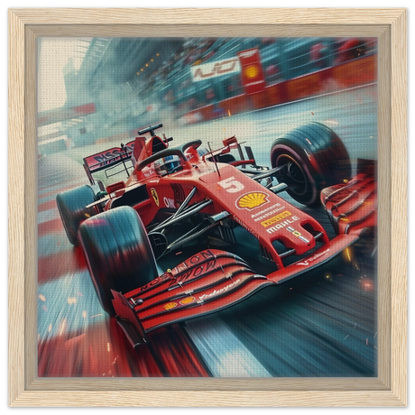 Speed Demon – Formula One Racing in Motion | Wall art Print - Framed Canvas - 30x30 cm / 12x12″ - Wood frame