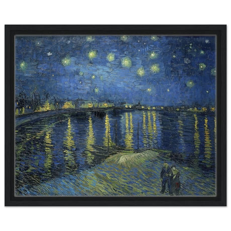 Starry Night Over the Rhone (1888) by Vincent van Gogh | Vintage wall art print - Framed Canvas - 40x50 cm / 16x20″ - Black frame