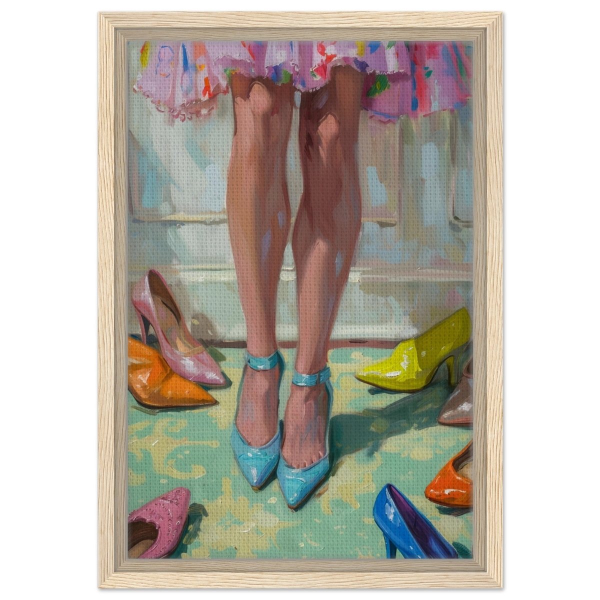 Step into Elegance | Contemporary Impressionism Wall art print - 30x45 cm / 12x18″ - Framed Canvas - Wood frame