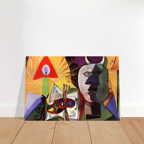 Still life with candle, palette and head of Minotaur by Pablo Picasso 1931 - Brushed Aluminum Print - 30x45 cm / 12x18″ - 