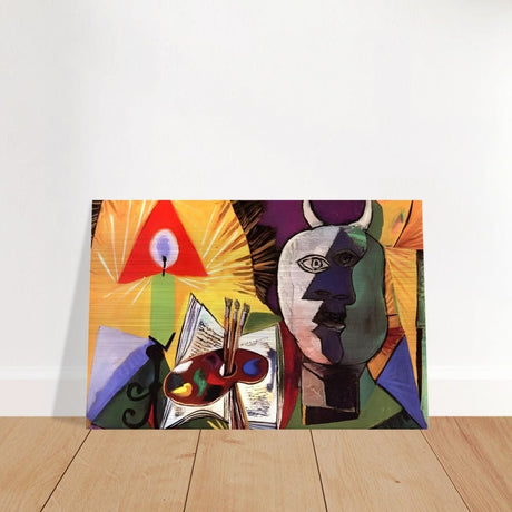 Still life with candle, palette and head of Minotaur by Pablo Picasso 1931 - Brushed Aluminum Print - 60x90 cm / 24x36″ - 