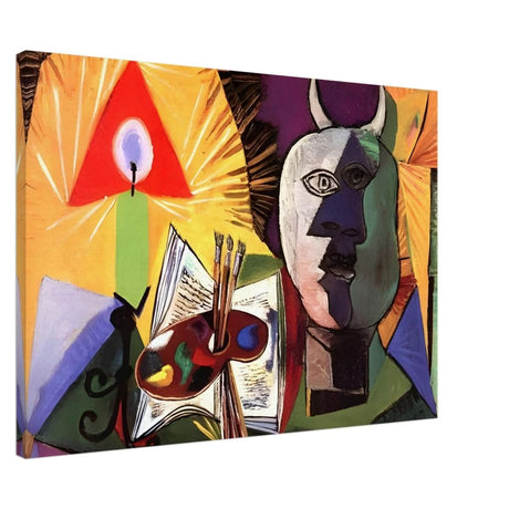 Still life with candle, palette and head of Minotaur by Pablo Picasso 1931 - Canvas - 70x100 cm / 28x40″ - Thick