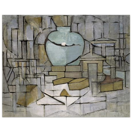 Still Life with Gingerpot II by Piet Mondrian | Vintage Art Print - Wood Prints - 40x50 cm / 16x20″ - 