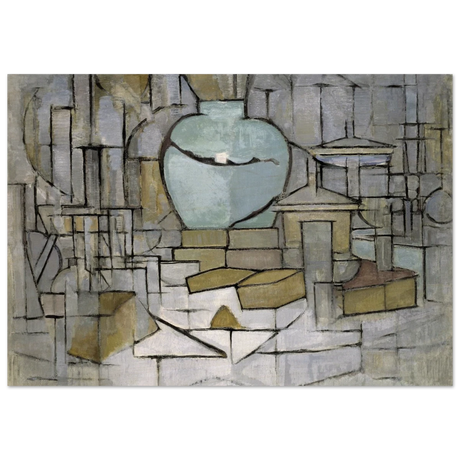 Still Life with Gingerpot II by Piet Mondrian | Vintage Art Print - Wood Prints - 70x100 cm / 28x40″ - 