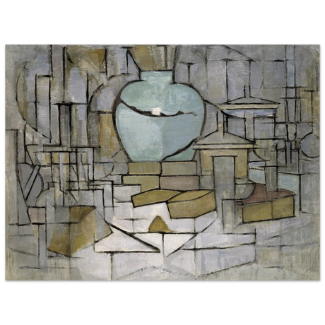 Still Life with Gingerpot II by Piet Mondrian | Vintage Art Print - Wood Prints - 60x80 cm / 24x32″ - 