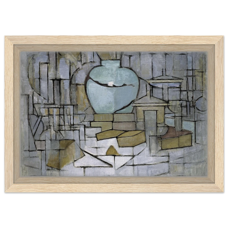 Still Life with Gingerpot II by Piet Mondrian | Vintage Art Print - Framed Canvas - 20x30 cm / 8x12″ - Wood frame