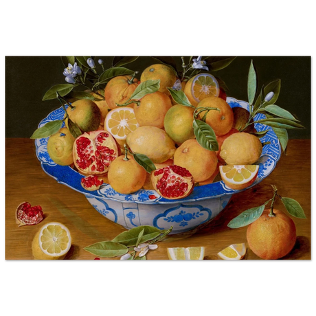 Still Life with Lemons, Oranges, and a Pomegranate by Jacob van Hulsdonck | Vintage Art Print - Fine Art Poster - 40x60 cm / 16x24″ - 