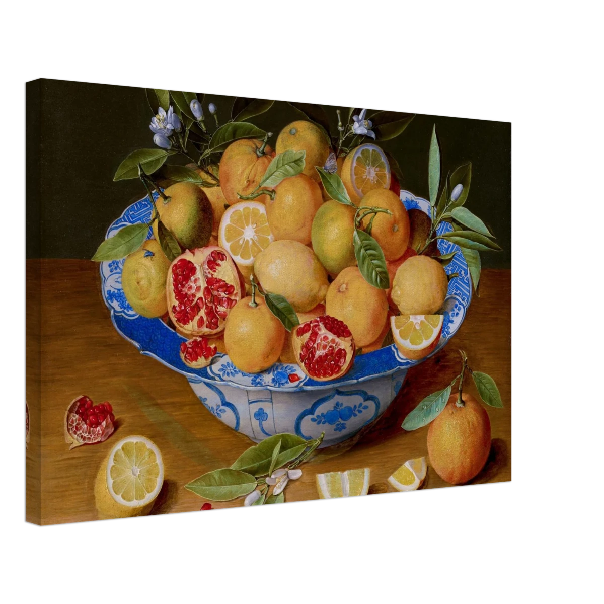 Still Life with Lemons, Oranges, and a Pomegranate by Jacob van Hulsdonck | Vintage Art Print - Canvas - 40x60 cm / 16x24″ - 