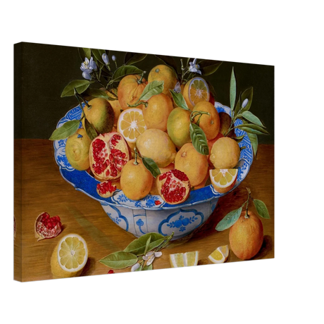 Still Life with Lemons, Oranges, and a Pomegranate by Jacob van Hulsdonck | Vintage Art Print - Canvas - 40x60 cm / 16x24″ - 