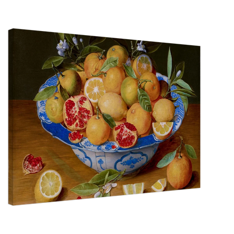 Still Life with Lemons, Oranges, and a Pomegranate by Jacob van Hulsdonck | Vintage Art Print - Canvas - 50x75 cm / 20x30″ - 
