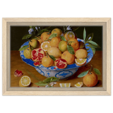 Still Life with Lemons, Oranges, and a Pomegranate by Jacob van Hulsdonck | Vintage Art Print - Framed Canvas - 20x30 cm / 8x12″ - Wood frame