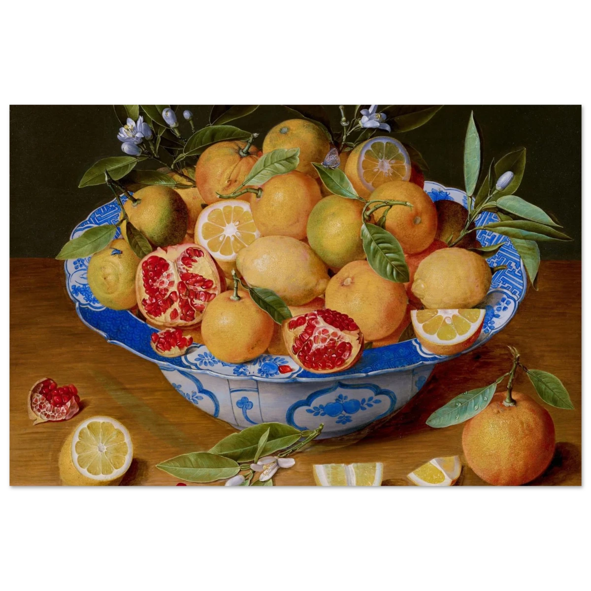 Still Life with Lemons, Oranges, and a Pomegranate by Jacob van Hulsdonck | Vintage Art Print - Fine Art Poster - 30x45 cm / 12x18″ - 