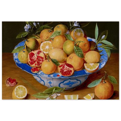 Still Life with Lemons, Oranges, and a Pomegranate by Jacob van Hulsdonck | Vintage Art Print - Fine Art Poster - 30x45 cm / 12x18″ - 