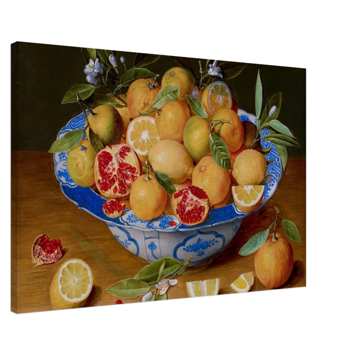 Still Life with Lemons, Oranges, and a Pomegranate by Jacob van Hulsdonck | Vintage Art Print - Canvas - 60x90 cm / 24x36″ - 
