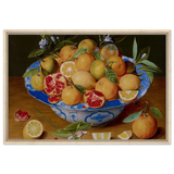Still Life with Lemons, Oranges, and a Pomegranate by Jacob van Hulsdonck | Vintage Art Print - Framed Canvas - 60x90 cm / 24x36″ - Wood frame