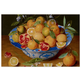 Still Life with Lemons, Oranges, and a Pomegranate by Jacob van Hulsdonck | Vintage Art Print - Wood Prints - 50x75 cm / 20x30″ - 