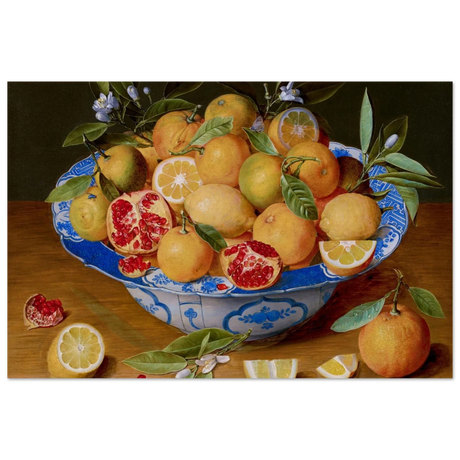 Still Life with Lemons, Oranges, and a Pomegranate by Jacob van Hulsdonck | Vintage Art Print - Fine Art Poster - 60x90 cm / 24x36″ - 