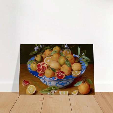 Still Life with Lemons, Oranges, and a Pomegranate by Jacob van Hulsdonck | Vintage Art Print - Brushed Aluminum Print - 50x75 cm / 20x30″ - 