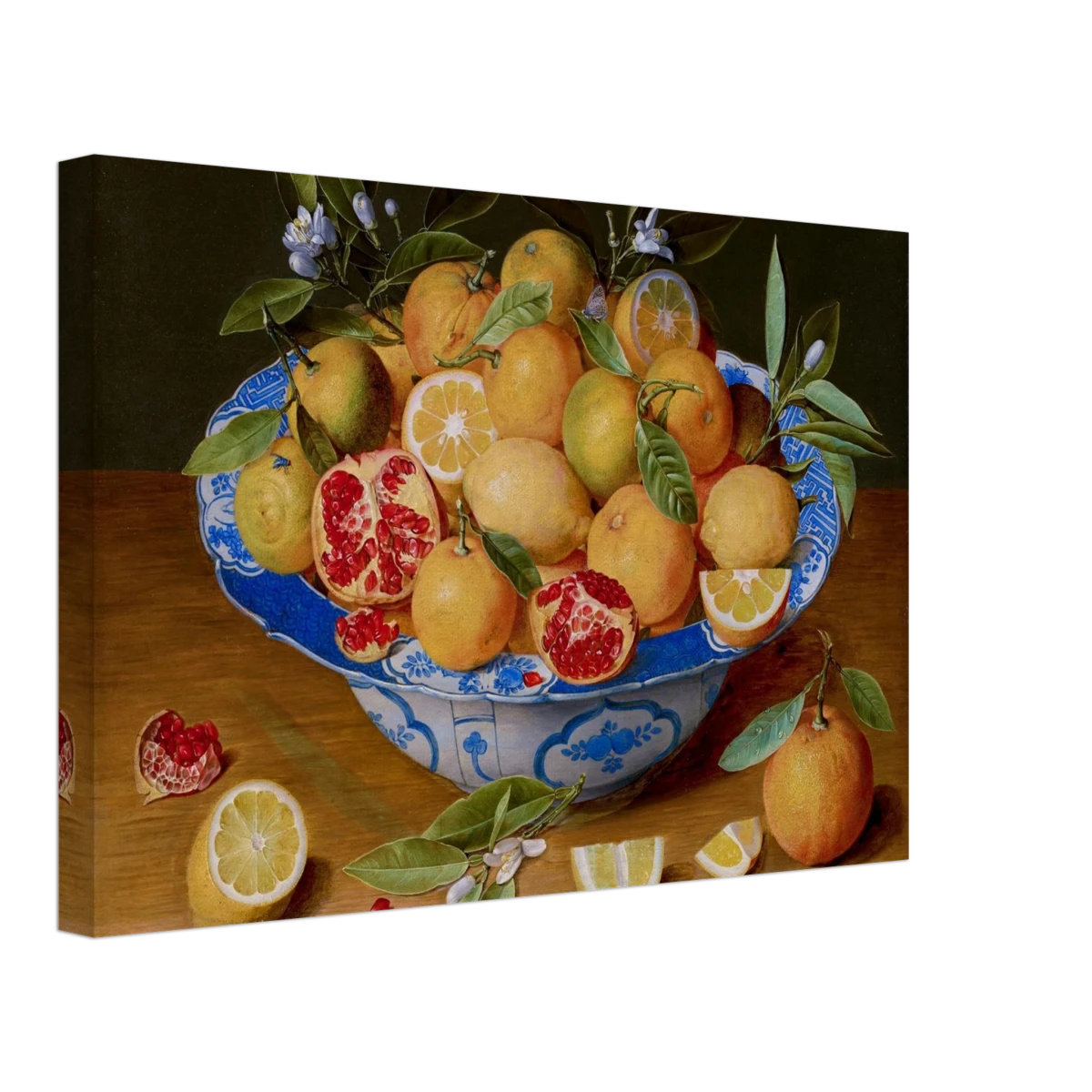 Still Life with Lemons, Oranges, and a Pomegranate by Jacob van Hulsdonck | Vintage Art Print - Canvas - 30x45 cm / 12x18″ - 