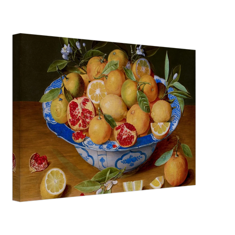 Still Life with Lemons, Oranges, and a Pomegranate by Jacob van Hulsdonck | Vintage Art Print - Canvas - 30x45 cm / 12x18″ - 