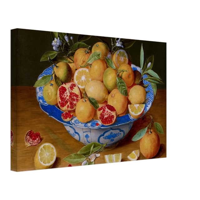 Still Life with Lemons, Oranges, and a Pomegranate by Jacob van Hulsdonck | Vintage Art Print - Canvas - 30x45 cm / 12x18″ - 