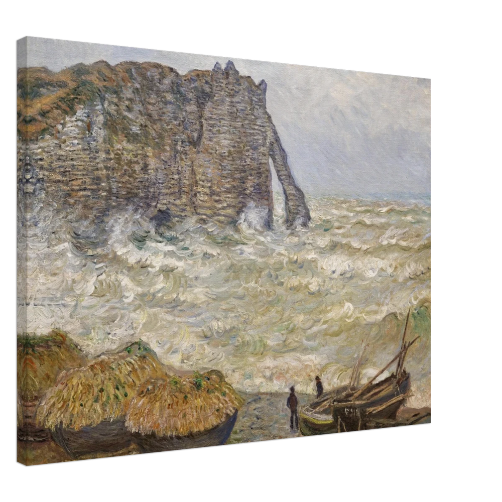 Stormy Sea at Étretat by Claude Monet | Wall art Print - Canvas - 60x80 cm / 24x32″ - 