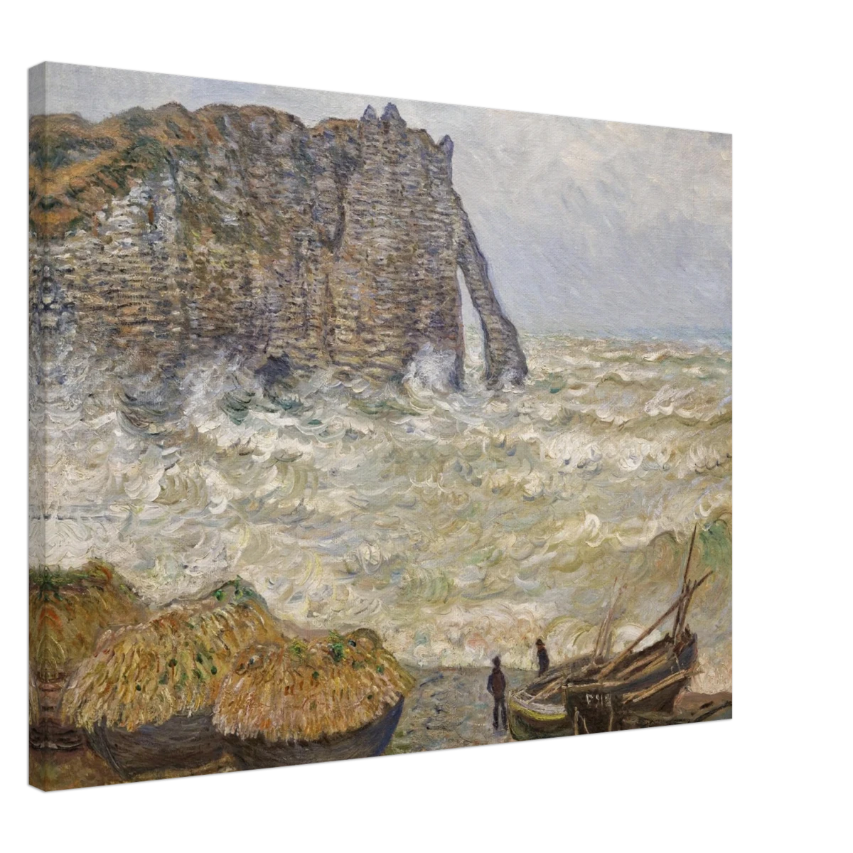 Stormy Sea at Étretat by Claude Monet | Wall art Print - Canvas - 60x80 cm / 24x32″ - 