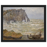 Stormy Sea at Étretat by Claude Monet | Wall art Print - Framed Canvas - 40x50 cm / 16x20″ - Black frame
