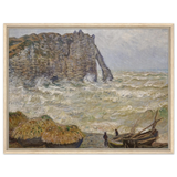 Stormy Sea at Étretat by Claude Monet | Wall art Print - Framed Canvas - 60x80 cm / 24x32″ - Wood frame