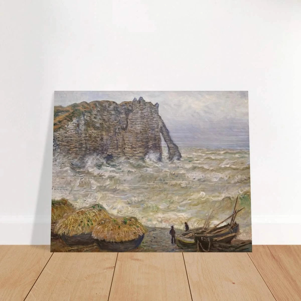 Stormy Sea at Étretat by Claude Monet | Wall art Print - Brushed Aluminum Print - 40x50 cm / 16x20″ - 