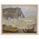 Stormy Sea at Étretat by Claude Monet | Wall art Print - Framed Canvas - 40x50 cm / 16x20″ - Wood frame