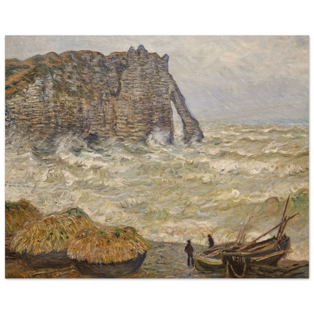 Stormy Sea at Étretat by Claude Monet | Wall art Print - Wood Prints - 40x50 cm / 16x20″ - 