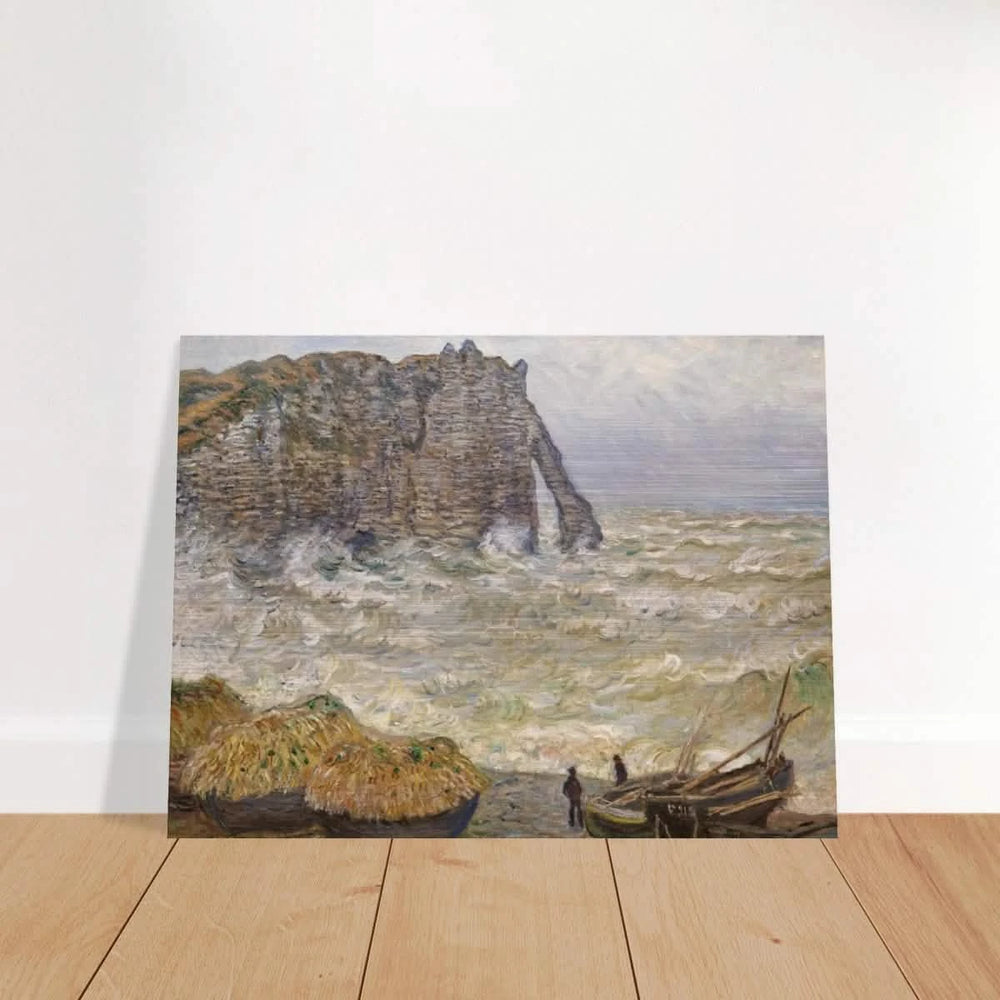 Stormy Sea at Étretat by Claude Monet | Wall art Print - Brushed Aluminum Print - 60x80 cm / 24x32″ - 