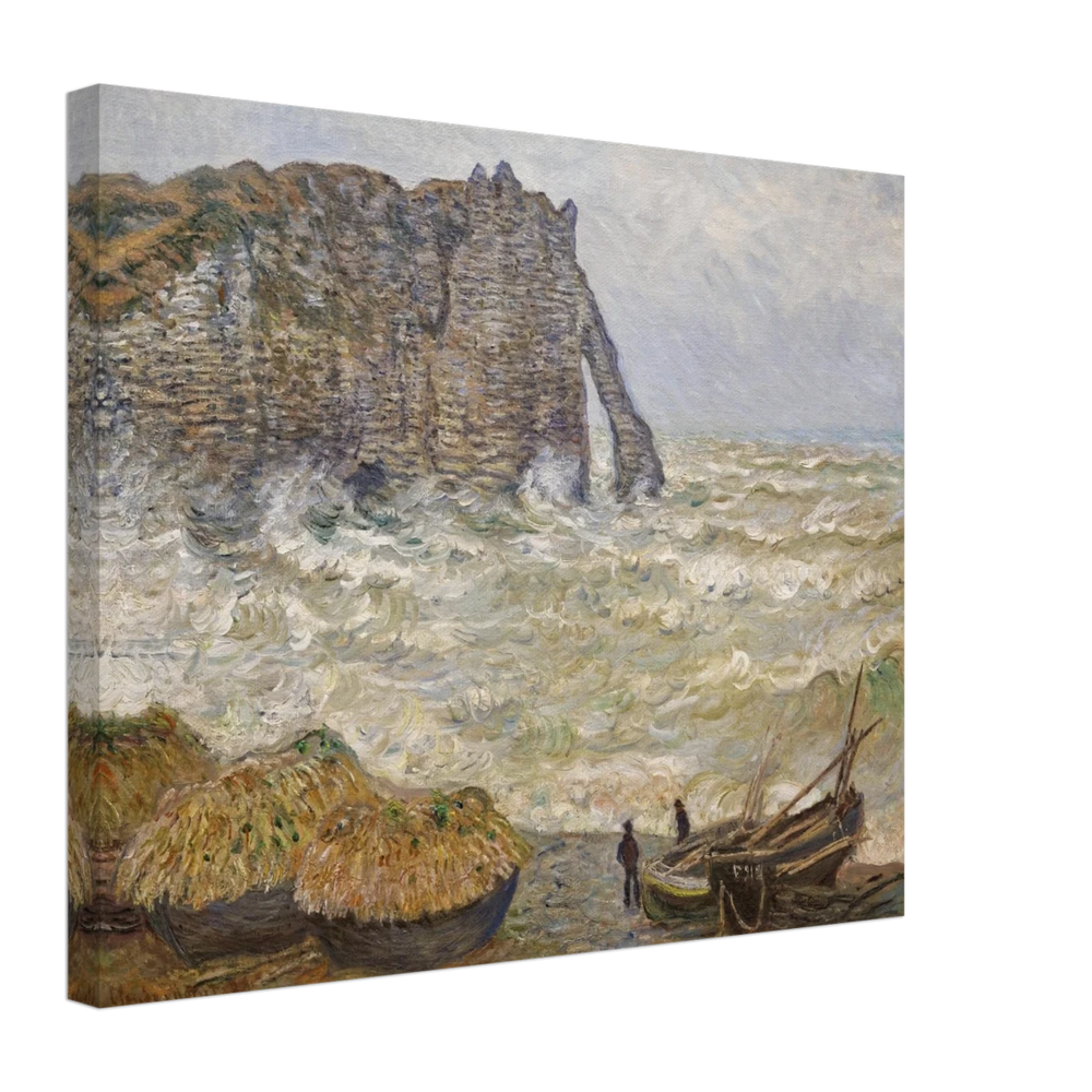 Stormy Sea at Étretat by Claude Monet | Wall art Print - Canvas - 40x50 cm / 16x20″ - 