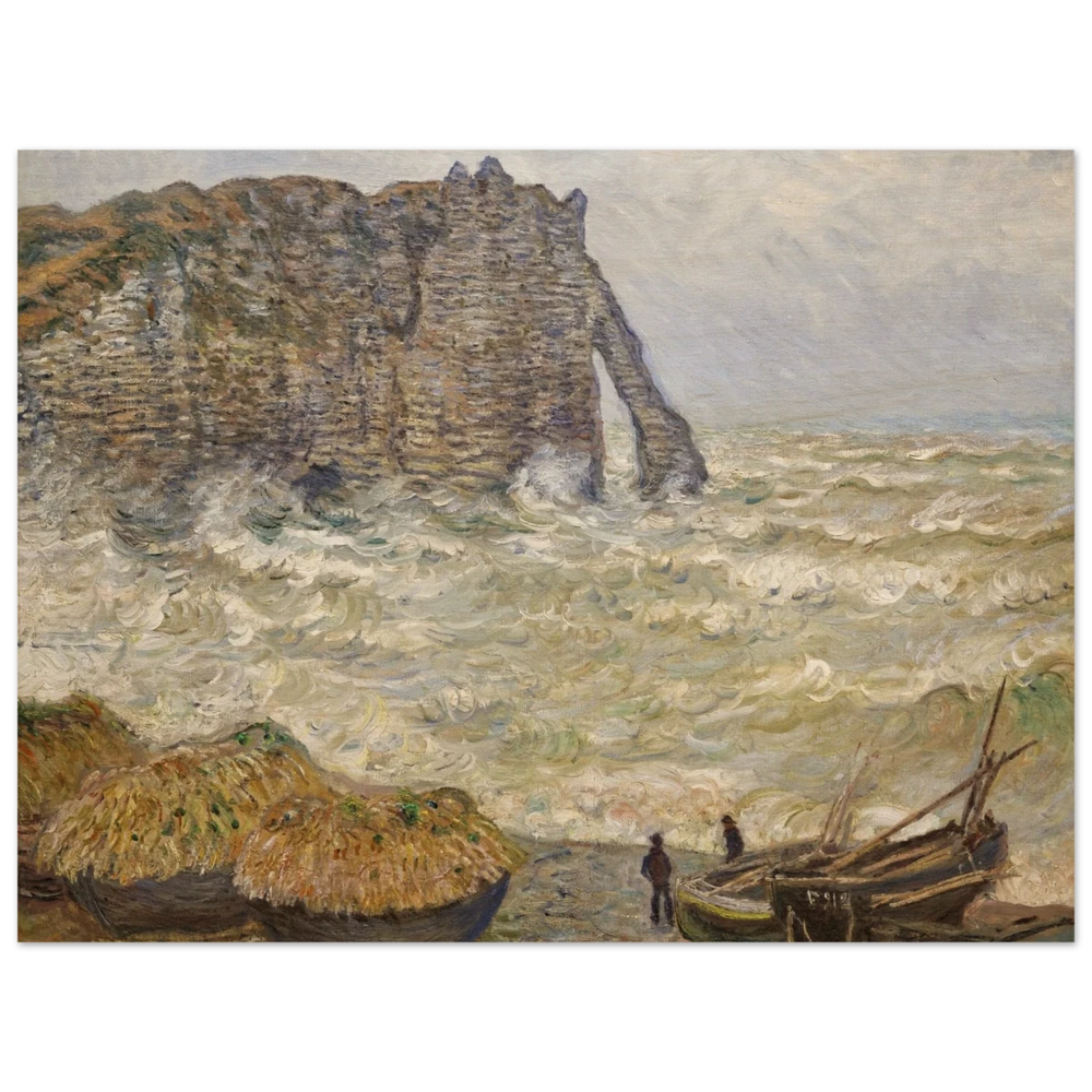Stormy Sea at Étretat by Claude Monet | Wall art Print - Wood Prints - 60x80 cm / 24x32″ - 