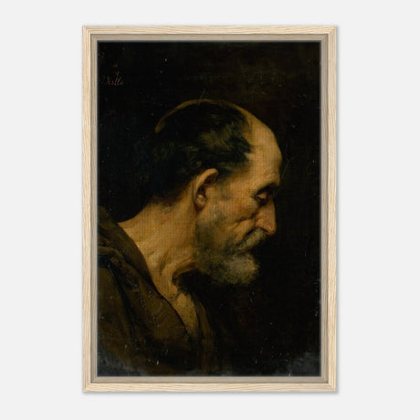 Study of an elderly man | Vintage wall art print - Framed Canvas - 40x60 cm / 16x24″ - Wood frame