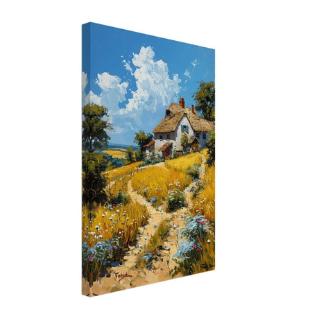 Summer Serenity: Cottage in the Meadow | Modern Wall art print | Nature art - Canvas - 30x45 cm / 12x18″ - 