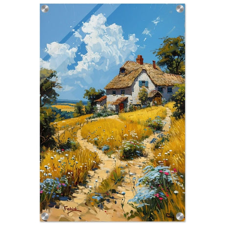 Summer Serenity: Cottage in the Meadow | Modern Wall art print | Nature art - Acrylic Print - 40x60 cm / 16x24″ - 