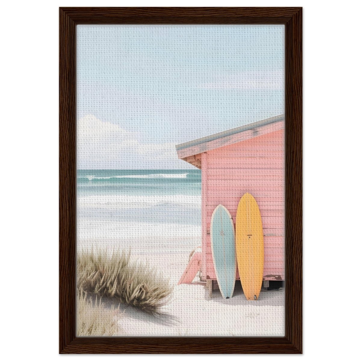 Sun, Surf & Simplicity | Minimalist Coastal Photography Wall art print - 30x45 cm / 12x18″ - Framed Canvas - Dark wood frame