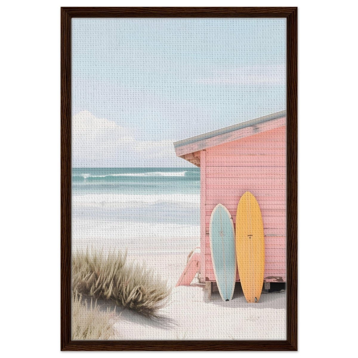 Sun, Surf & Simplicity | Minimalist Coastal Photography Wall art print - 50x75 cm / 20x30″ - Framed Canvas - Dark wood frame