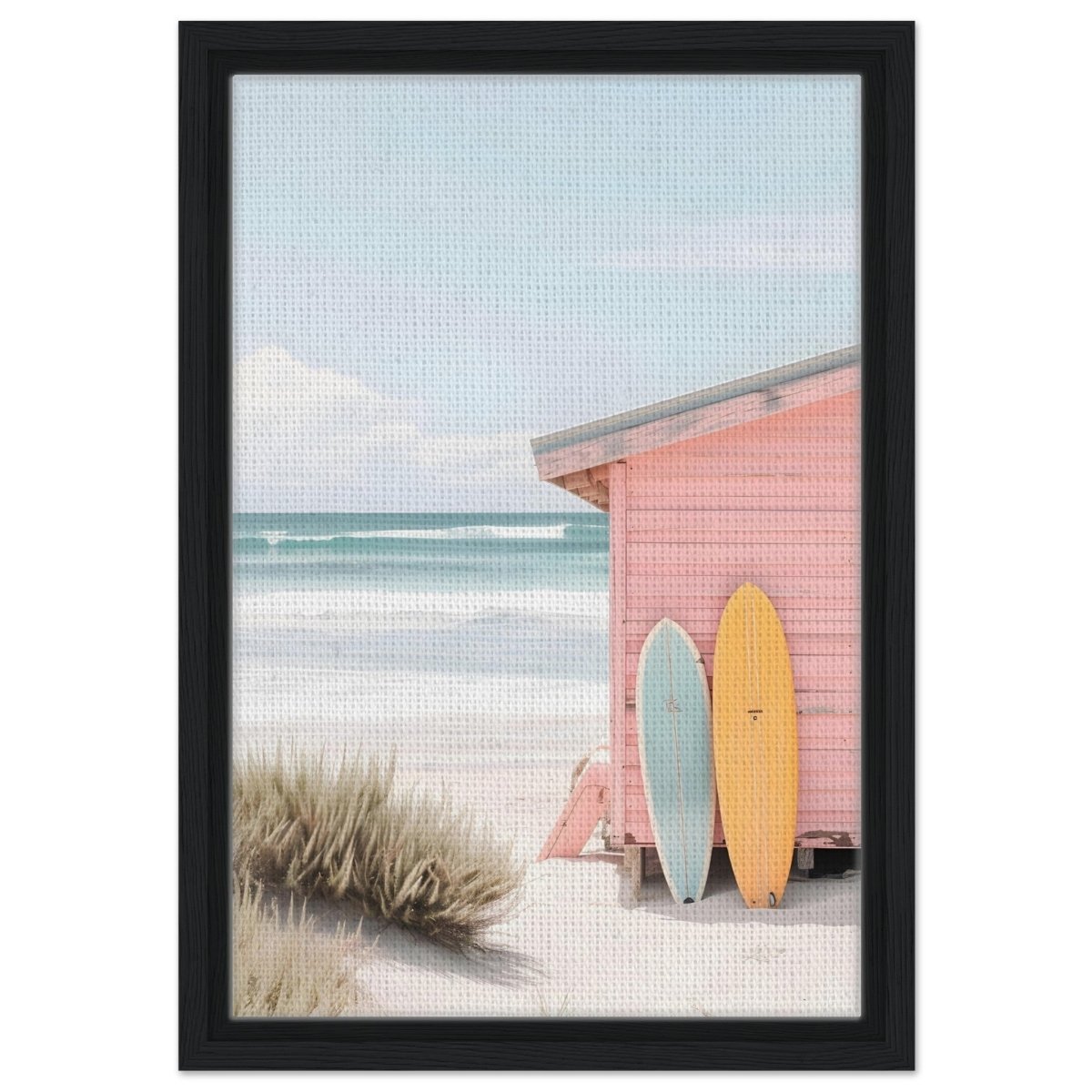 Sun, Surf & Simplicity | Minimalist Coastal Photography Wall art print - 30x45 cm / 12x18″ - Framed Canvas - Black frame