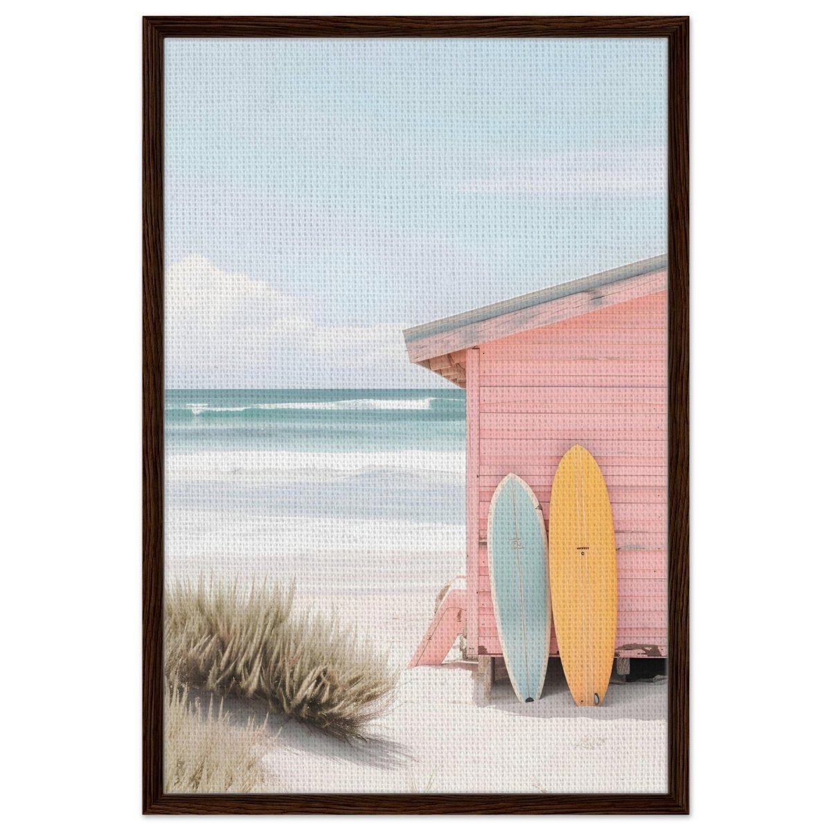 Sun, Surf & Simplicity | Minimalist Coastal Photography Wall art print - 60x90 cm / 24x36″ - Framed Canvas - Dark wood frame
