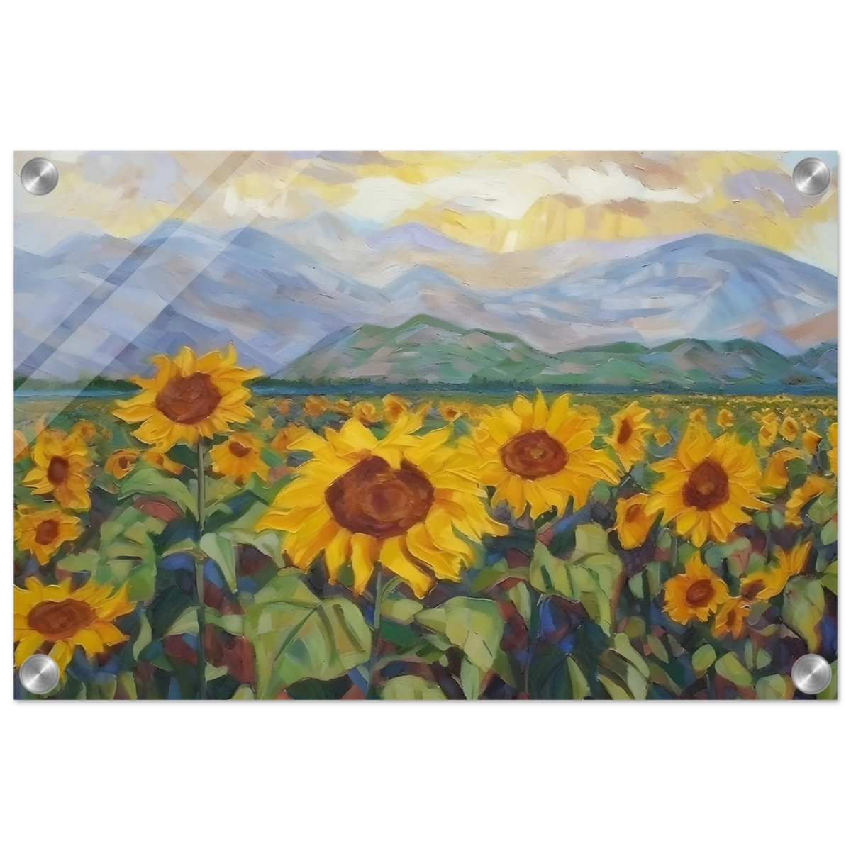 Sunlit Field of Sunflowers – Landscape Floral Wall Art Print - Acrylic Print - 30x45 cm / 12x18″ - 