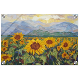 Sunlit Field of Sunflowers – Landscape Floral Wall Art Print - Acrylic Print - 30x45 cm / 12x18″ - 