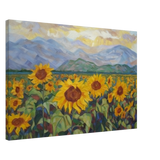 Sunlit Field of Sunflowers – Landscape Floral Wall Art Print - Canvas - 50x75 cm / 20x30″ - 