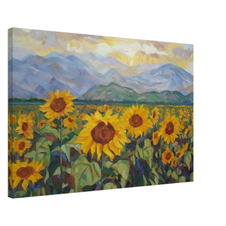 Sunlit Field of Sunflowers – Landscape Floral Wall Art Print - Canvas - 50x75 cm / 20x30″ - 