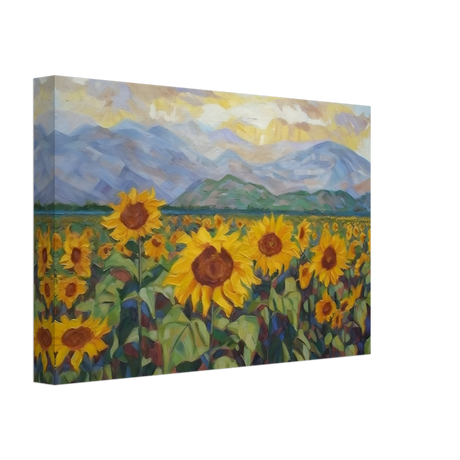 Sunlit Field of Sunflowers – Landscape Floral Wall Art Print - Canvas - 20x30 cm / 8x12″ - 