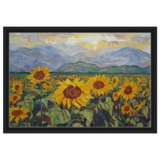 Sunlit Field of Sunflowers – Landscape Floral Wall Art Print - Framed Canvas - 40x60 cm / 16x24″ - Black frame