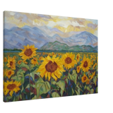 Sunlit Field of Sunflowers – Landscape Floral Wall Art Print - Canvas - 70x100 cm / 28x40″ - 
